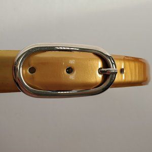 VTG Gold Patent Leather Belt Small Oval Silver Buckle Pants Dresses Skirts